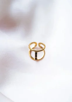 Discount Bague Carlo - Dorée & Noire - Originale & AjustableEasy Clothes Bagues