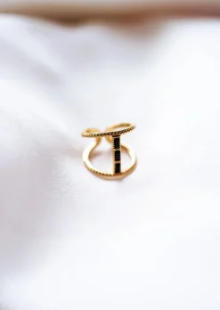 Discount Bague Carlo - Dorée & Noire - Originale & AjustableEasy Clothes Bagues