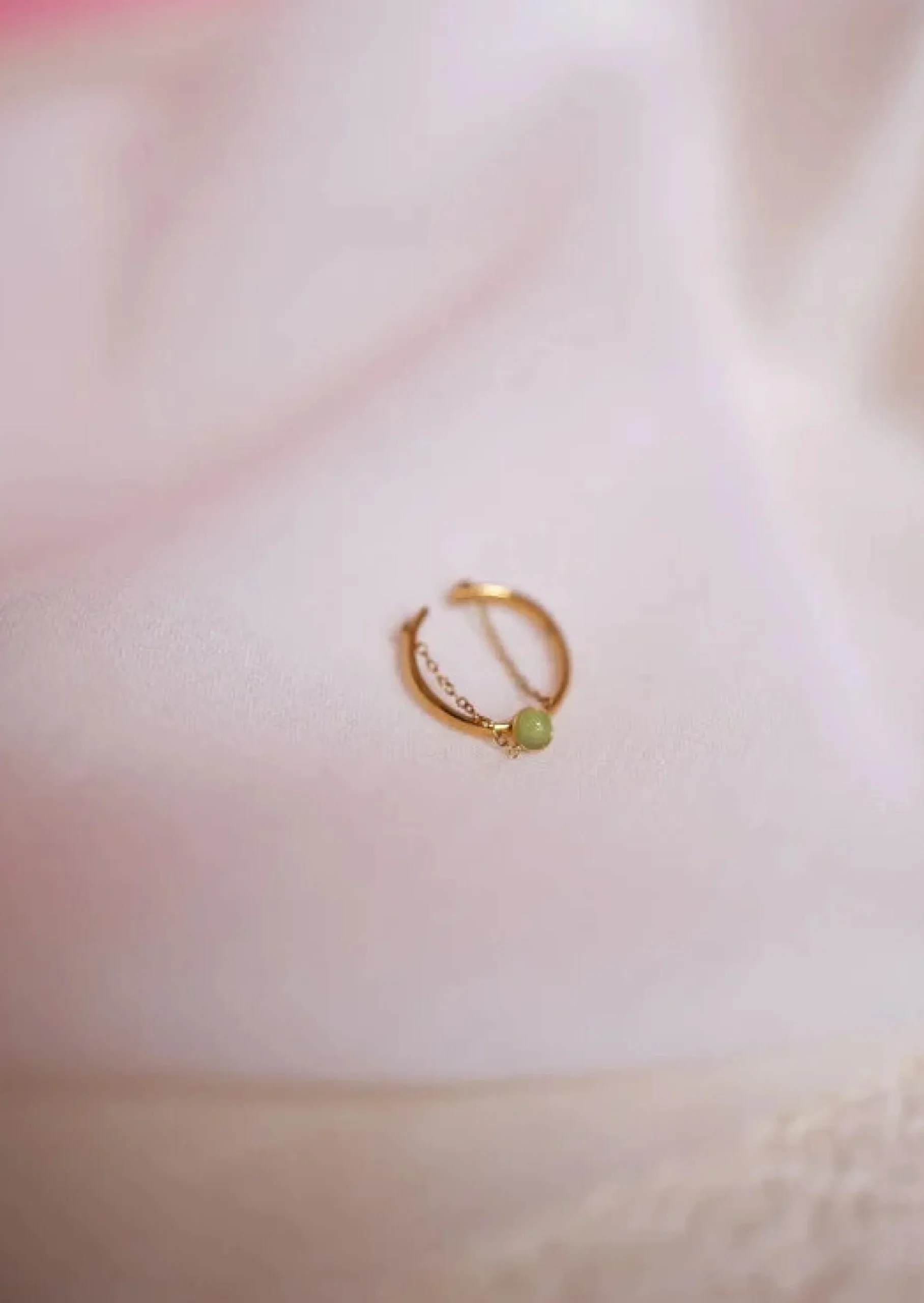 Outlet Bague Dorée Mazou | Chaîne & Perle Verte | Bijoux & AccessoiresEasy Clothes Bagues