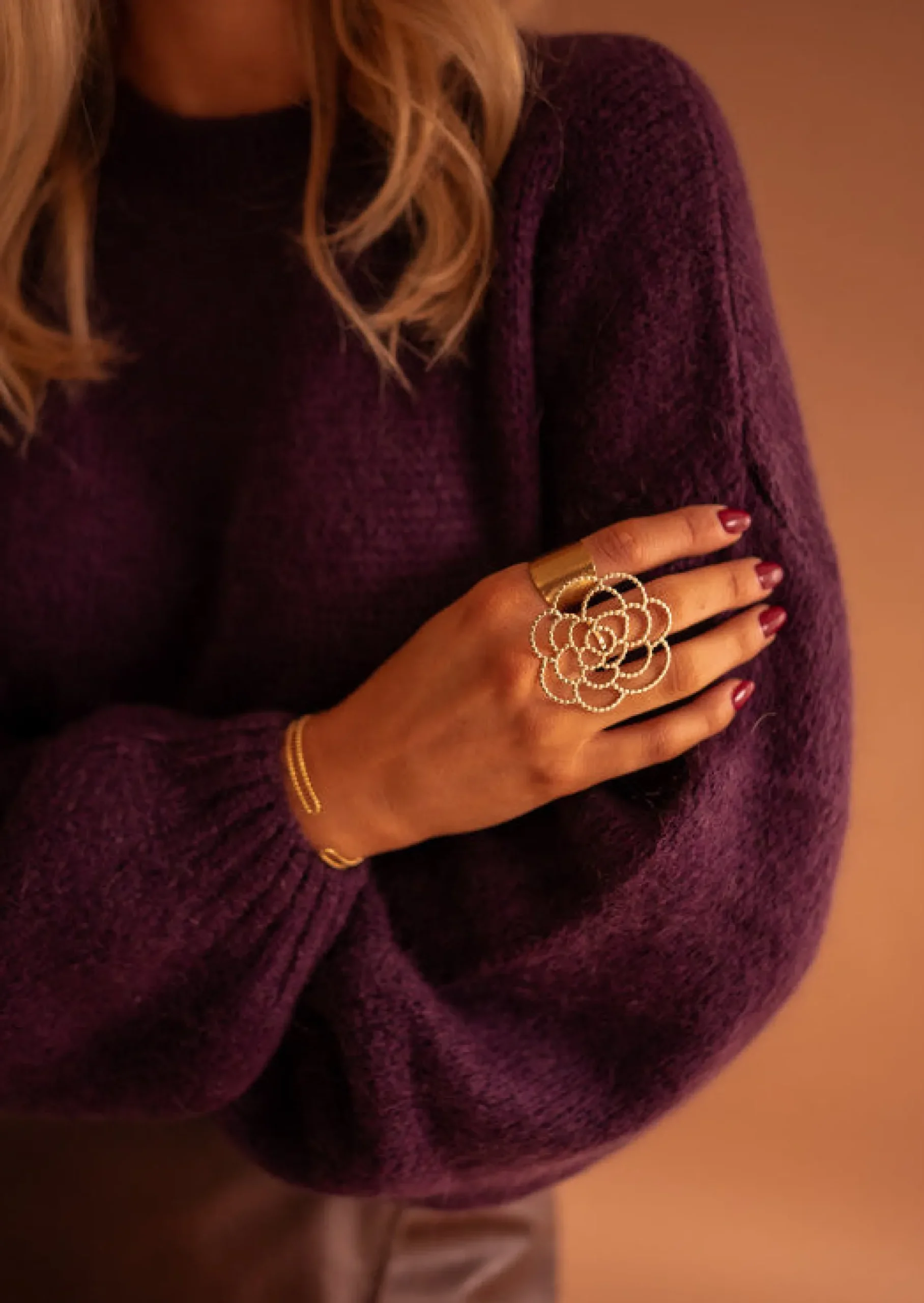 Sale Bague Egor Dorée - Forme de Fleur - AjustableEasy Clothes Bagues