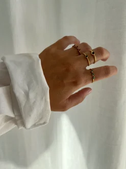 Store Bague Telia - bordeaux et doréeEasy Clothes Bagues