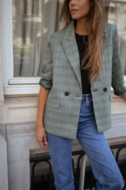 Flash Sale Blazer Asly à carreaux - vertEasy Clothes Femme Blazers