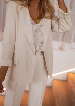 Store Blazer Océane beige en lin | Blazer léger en lin | Prêt-à-porter en ligne | Easy Clothes Femme Blazers