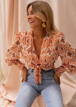 Best Blouse à Motifs Juliana | Orange & Brune | Vêtements Femme | Été 2023Easy Clothes Femme Chemisiers & Blouses