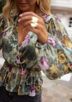 Clearance Blouse Aidan - À Fleurs - Made in France - Manches LonguesEasy Clothes Femme Chemisiers & Blouses