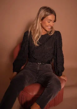 Hot Blouse Amina Noire - Empiècement - Col RondEasy Clothes Femme Chemisiers & Blouses