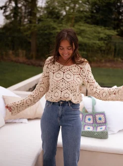 Hot Blouse Analy beige | Blouse effet macramé | Prêt-à-porter en ligne | Easy Clothes Femme Chemisiers & Blouses