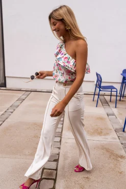 Fashion Blouse Astry beige à fleurs | Blouse à volants | Prêt-à-porter en ligne | Easy Clothes Femme Chemisiers & Blouses