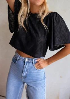 Best Sale Blouse Axella noire - CREATION | Blouse noire brodée | Prêt-à-porter en ligne | Easy Clothes Femme Chemisiers & Blouses