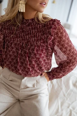 Sale Blouse Danica - bordeaux à motifsEasy Clothes Femme Chemisiers & Blouses