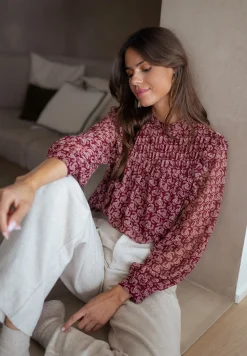 Sale Blouse Danica - bordeaux à motifsEasy Clothes Femme Chemisiers & Blouses