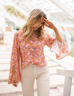 Fashion Blouse Hopi CREATION - orange à motifsEasy Clothes Femme Chemisiers & Blouses