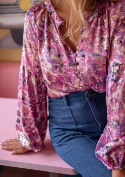 Online Blouse Jackson - Mauve à Motifs - Manches BallonsEasy Clothes Femme Chemisiers & Blouses