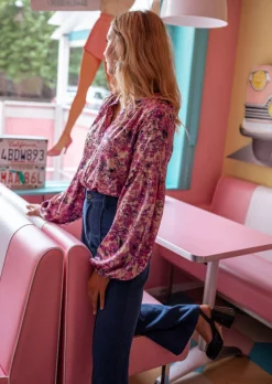 Online Blouse Jackson - Mauve à Motifs - Manches BallonsEasy Clothes Femme Chemisiers & Blouses