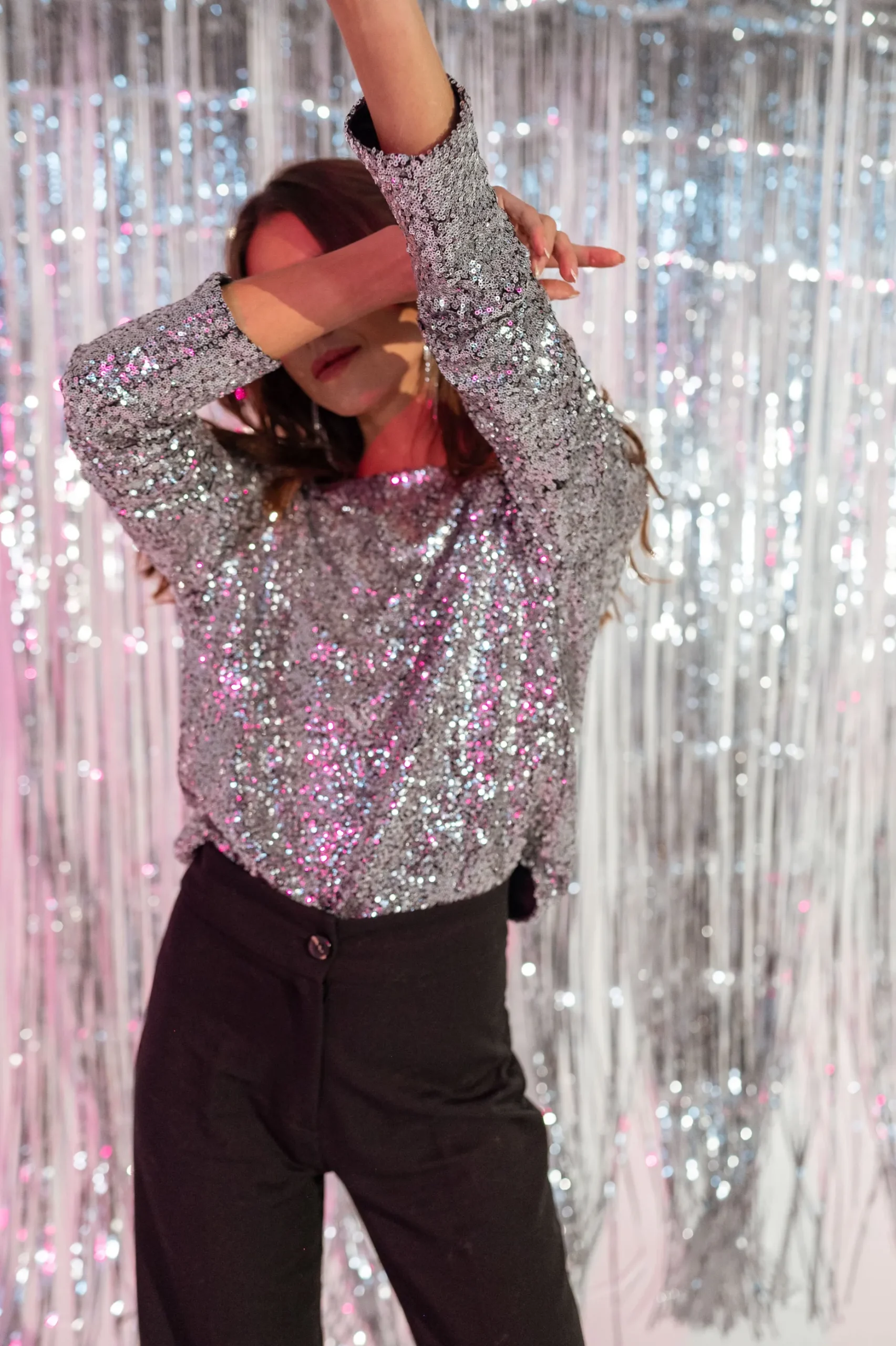 Store Blouse Louma CREATION - argentée à paillettesEasy Clothes Femme Chemisiers & Blouses