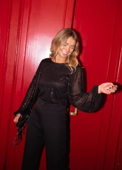 Best Sale Blouse Malia CREATION - noire à paillettesEasy Clothes Femme Chemisiers & Blouses