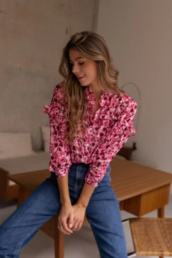 Shop Blouse Ogda - rose à fleursEasy Clothes Femme Chemisiers & Blouses