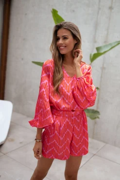 Shop Blouse Suzy CREATION - rouge et mauveEasy Clothes Femme Chemisiers & Blouses