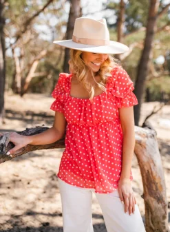 Hot Blouse Syra à pois - corailEasy Clothes Femme Chemisiers & Blouses