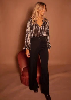 Fashion Blouse Thiam - Noire à Tâches Taupes - Vêtements FemmeEasy Clothes Femme Chemisiers & Blouses