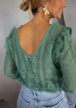 Online Blouse Verte Mencia | Avec Dentelle | Élégante & TendanceEasy Clothes Femme Chemisiers & Blouses
