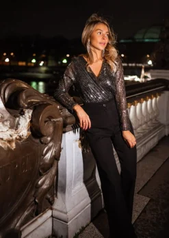 New Body Argenté - Valy - PaillettesEasy Clothes Femme Body & Lingerie