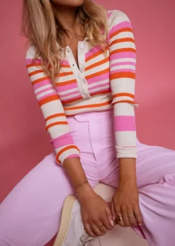 Best Body ligné | Orange Rose & Écru | Vêtements FemmeEasy Clothes Femme Body & Lingerie