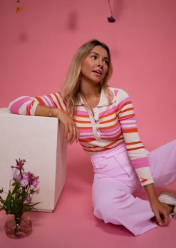 Best Body ligné | Orange Rose & Écru | Vêtements FemmeEasy Clothes Femme Body & Lingerie