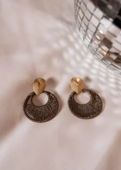 Outlet Boucles d'Oreilles - Louba - Dorées & NoiresEasy Clothes Boucles d'oreilles