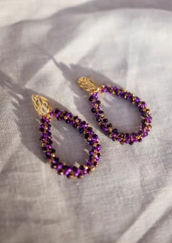 Outlet Boucles d’Oreilles - Moreno - Perles MauvesEasy Clothes Boucles d'oreilles