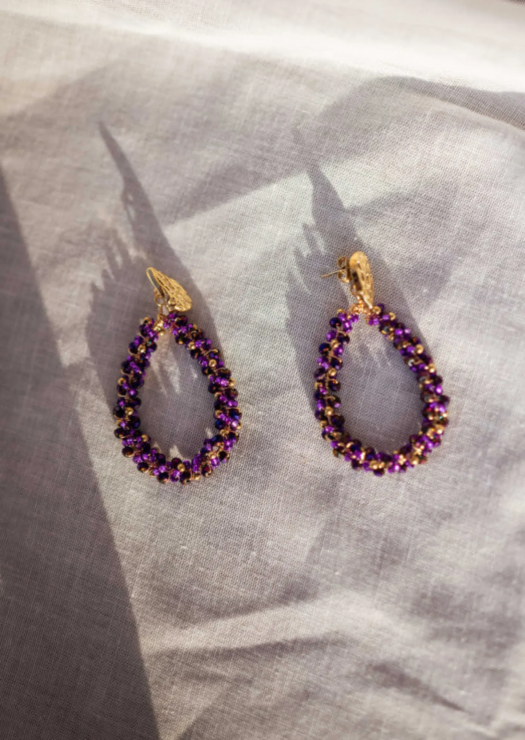 Outlet Boucles d’Oreilles - Moreno - Perles MauvesEasy Clothes Boucles d'oreilles