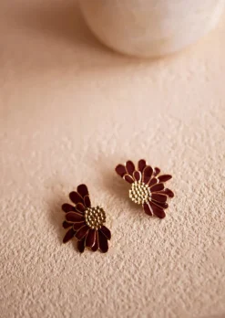 Sale Boucles d’Oreilles - Nalie - Dorées & BordeauxEasy Clothes Boucles d'oreilles