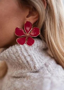 Sale Boucles d’Oreilles - Tyana - Fleurs BordeauxEasy Clothes Boucles d'oreilles