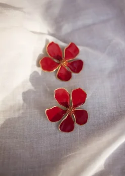 Sale Boucles d’Oreilles - Tyana - Fleurs BordeauxEasy Clothes Boucles d'oreilles