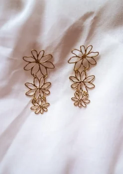 New Boucles d’Oreilles Amiel - Dorées - 3 Fleurs - Bijoux Easy Clothes Boucles d'oreilles