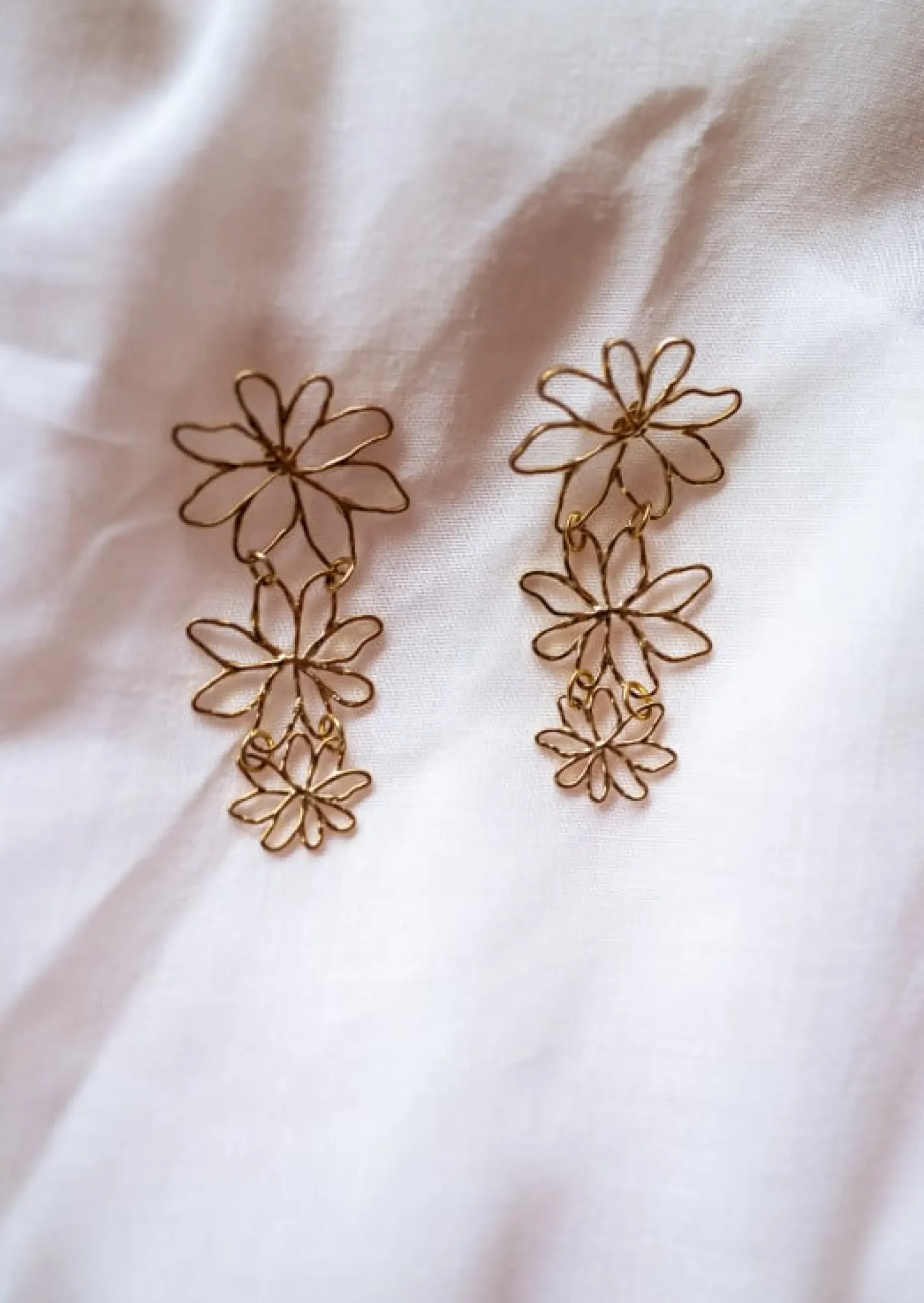 New Boucles d’Oreilles Amiel - Dorées - 3 Fleurs - Bijoux Easy Clothes Boucles d'oreilles