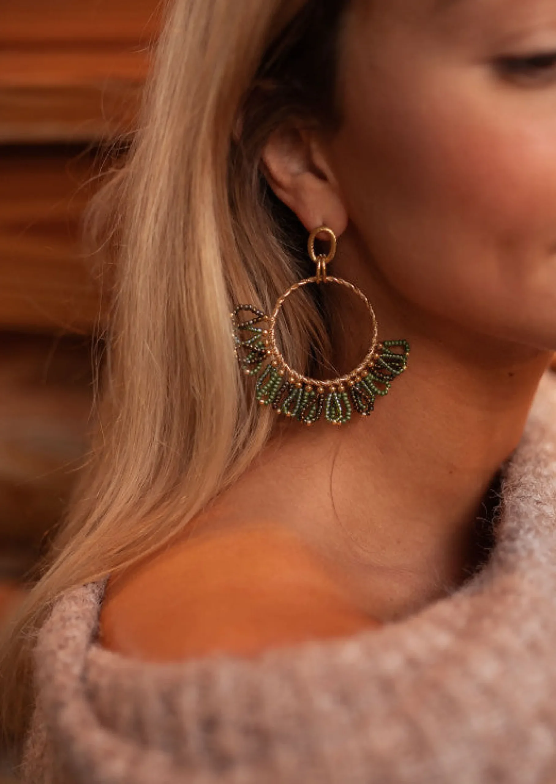 New Boucles d’Oreilles Brien - Vertes & Dorées - Bijoux Easy Clothes Boucles d'oreilles