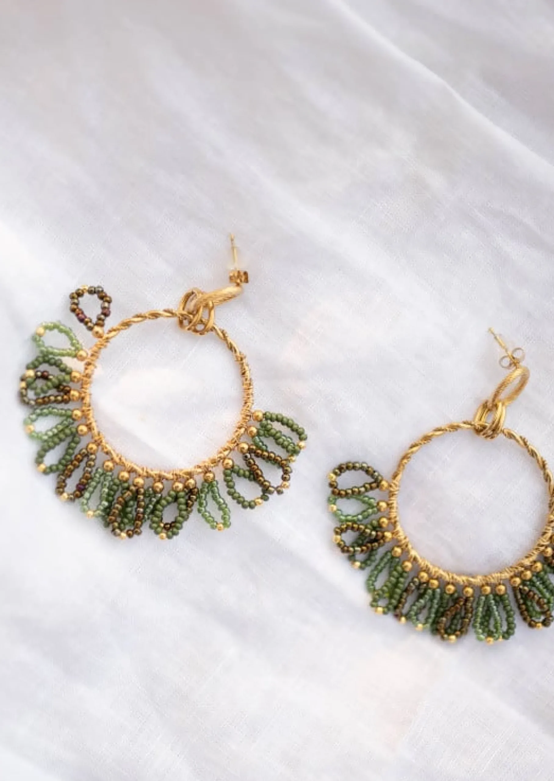 New Boucles d’Oreilles Brien - Vertes & Dorées - Bijoux Easy Clothes Boucles d'oreilles