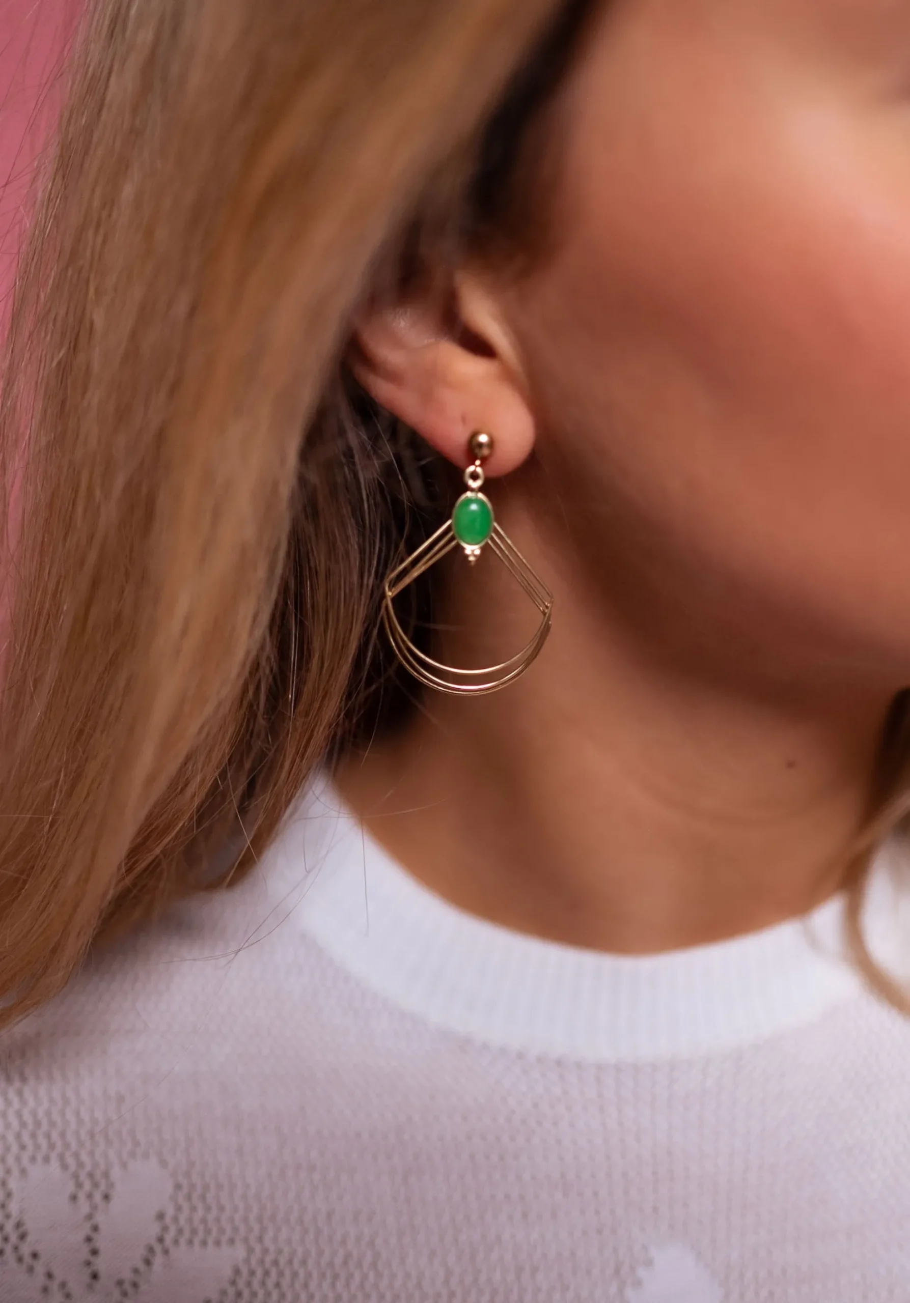Hot Boucles d'Oreilles Dorées Adil | Perle Verte | Bijoux & AccessoiresEasy Clothes Boucles d'oreilles