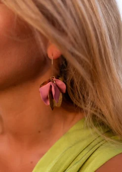 Cheap Boucles d’Oreilles Nathan - Feuilles Dorées & Vieux Rose - BijouxEasy Clothes Boucles d'oreilles