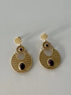 Flash Sale Boucles d’oreilles Rahia - dorées et mauvesEasy Clothes Boucles d'oreilles