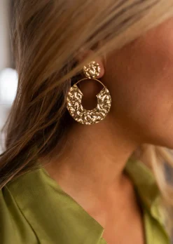 Online Boucles d’oreilles Saga dorées | Boucles d'oreilles martelées | Prêt-à-porter en ligne | Easy Clothes Boucles d'oreilles