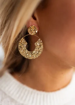 Online Boucles d’oreilles Saga dorées | Boucles d'oreilles martelées | Prêt-à-porter en ligne | Easy Clothes Boucles d'oreilles
