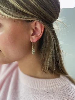 Outlet Boucles d’oreilles Zephir - dorées à perles vertesEasy Clothes Boucles d'oreilles