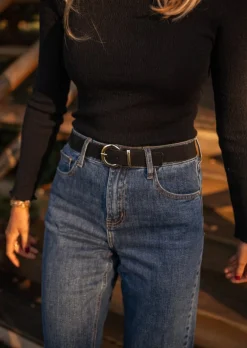 Cheap Ceinture Dany - Noire - Ajustable - Boucle DoréeEasy Clothes Ceintures