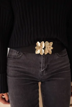 Cheap Ceinture Ju - Noire - Boucle Feuille - AjustableEasy Clothes Ceintures