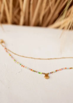 Outlet Chaine de Cheville Dorée Gunzo - Multi Couleurs - Pendentif CoquillageEasy Clothes Bracelets