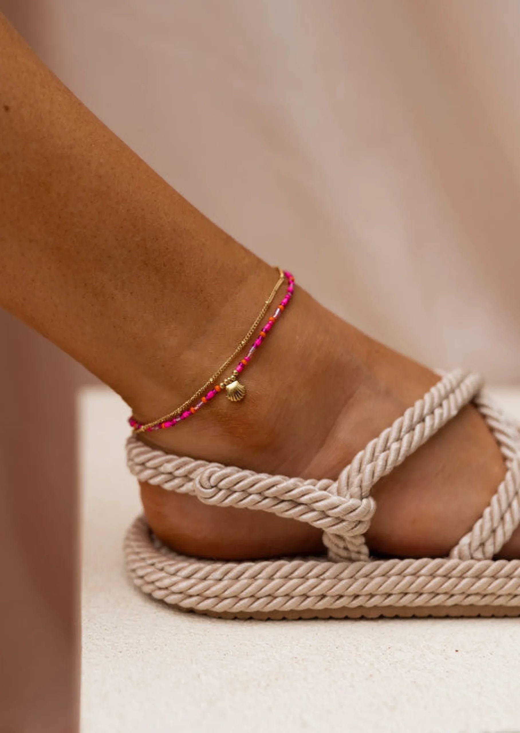 Cheap Chaine de Cheville Gunzo - Rose & Dorée - Pendentif CoquillageEasy Clothes Bracelets