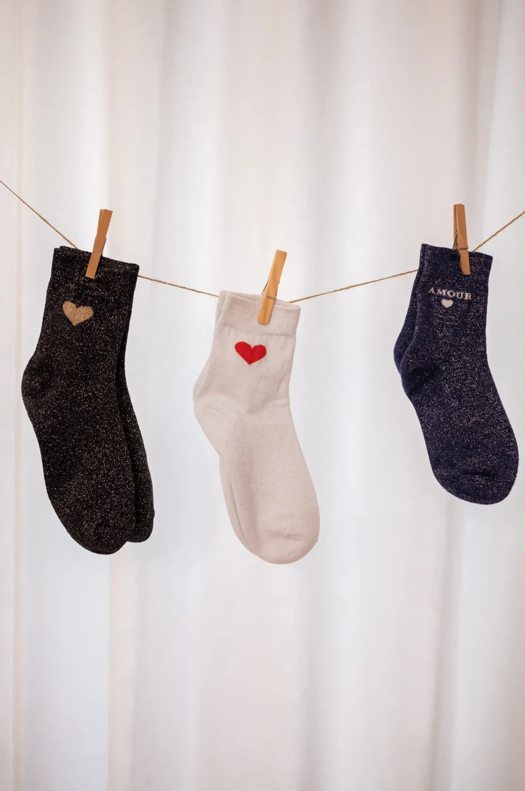 Hot Chaussettes - Heart - Paillettes argentéesEasy Clothes Chaussettes