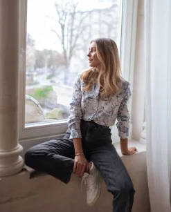 Clearance Chemise Aglaé - blanche à motifs bleusEasy Clothes Femme Chemisiers & Blouses